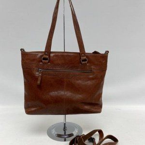 Spikes and Sparrows Women's Brown Leather Shoulder Tote Bag w/ Removeable Strap
